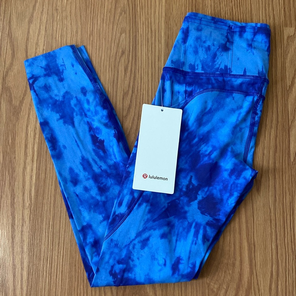 ❤️ Lululemon Fast & Free 25” Leggings Game Day Blue Multi Size 2 NWT